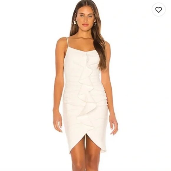 Likely Dresses & Skirts - Likely Kelaya Bodycon Cocktail Dress Cream Ruffle Tulip Front Sleeveless Size 8